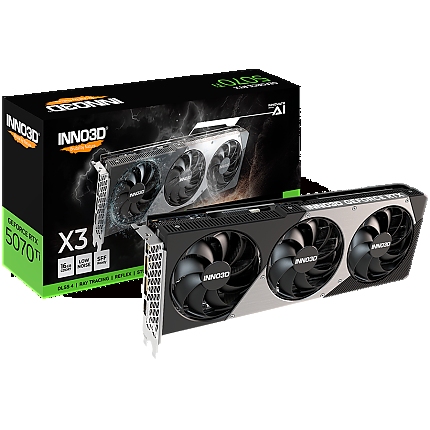 INNO3D NVIDIA RTX 5070 Ti X3 OC 16GB GDDR7 256 bit, 2482MHz / 28Gbps, 3x DP, 1x HDMI, 3 fan 2 slots