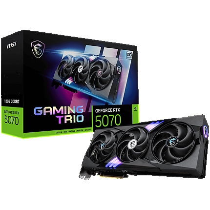 MSI Video Card Nvidia GeForce RTX 5070 12G GAMING TRIO OC, 12GB GDDR7, 192bit, Effective Memory Clock: 28000MHz, Boost: 2610 MHz, 6144 CUDA Cores, PCIe 5.0, 3x DP 2.1b, HDMI 2.1b, RAY TRACING, Triple Fan, 1x16pin, 650W Recommended PSU, 3Y
