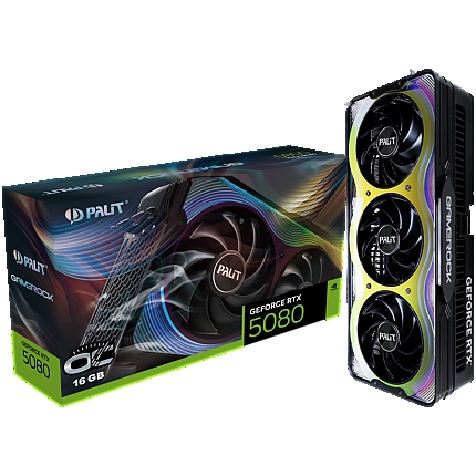 PALIT GeForce RTX 5080 GameRock OC 16GB GDDR7 256 bit, 1x HDMI 2.1b, 3x DP 2.1b, 3 Fan, 3x 8-pin pwr connector, 850W, 331.9 x 150 x 70.4 mm, NE75080T19T2-GB2030G