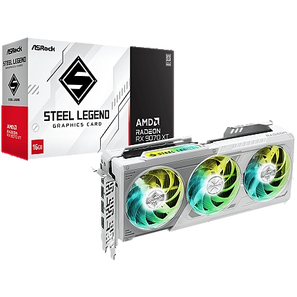 ASROCK Video Card AMD Radeon RX 9070 XT Steel Legend 16GB