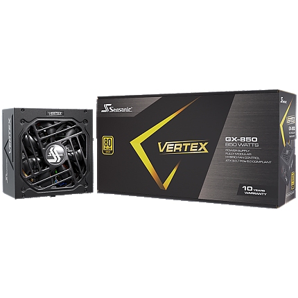 Seasonic VERTEX GX-850 Gold, ATX 3.0, 80 PLUS GOLD, 135mm FDB Fan, Fully Modular, PCIe Gen 5 Cable (12VHPWR) included, 10 Years Warranty (1VT85GFRT3A14X)