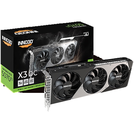 INNO3D NVIDIA RTX 5070 Ti X3 16GB GDDR7 256 bit, 2452MHz / 28Gbps, 3x DP, 1x HDMI, 3 fan 2 slots
