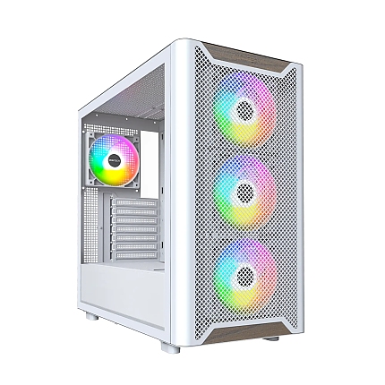 Montech кутия Case ATX - XR Wood (W) - 4 x 120 mm ARGB Fans, Wood, USB-C, White