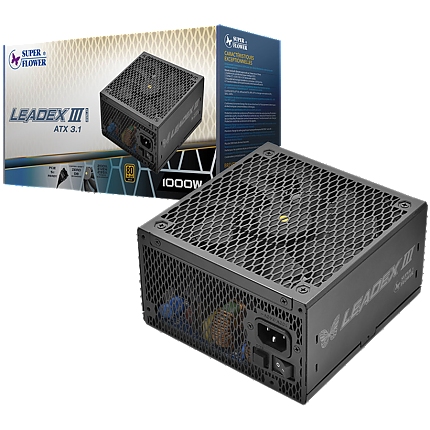 Super Flower Leadex III Gold 1300W ATX 3.1, 80 Plus Gold, Fully Modular, Flat Black Cables, 140mm Fan, 150mmx150mmx86mm, 7 Year Warranty