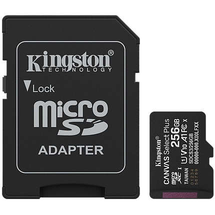Kingston 256GB microSDXC Canvas Select Plus Gen3 150MB/s A1 Card + Adapter