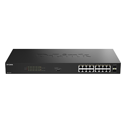 D-Link 16 Ports GE PoE(30W) + 2 Ports SFP Unmanaged Switch, 240W