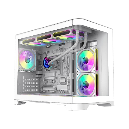 Gamemax кутия Case mATX - HYPE-M White - 3 x 120 mm Addressable RGB fans