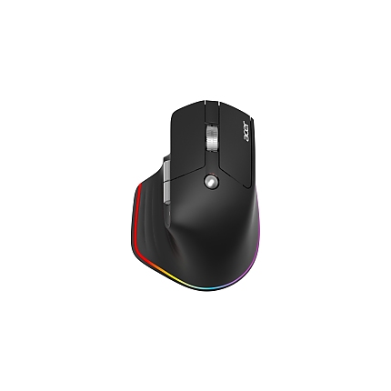 Acer Easy Fit Wireless Mouse,RF 2.4 GHz dongle, Bluetooth 5.0, Wired, 6 buttons, DPI 4000, 122 g, Black with RGB strip