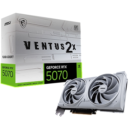 MSI Video Card Nvidia GeForce RTX 5070 12G VENTUS 2X OC WHITE, 12GB GDDR7, 192bit, Effective Memory Clock: 28000MHz, Boost: 2542 MHz, 6144 CUDA Cores, PCIe 5.0, 3x DP 2.1b, HDMI 2.1b, RAY TRACING, Dual Fan, 1x16pin, 650W Recommended PSU, 3Y