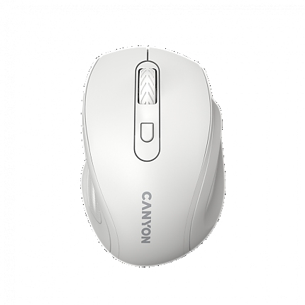 Canyon 6 buttons wireless 2.4Ghz mouse, MX8650A Sensor, DPI up to 1600,Injection case, 3 M life times left and right switches, 2xAAA battery, ABS material, Size: 105x71x40mm, Weight: 59g, white