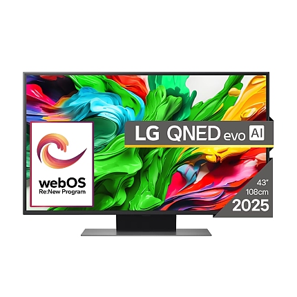 LG 43QNED86A3C, 43" 4K QNED HDR Smart TV, 3840x2160, 60Hz Native (VRR 144Hz), DVB-T2/C/S2, Alpha 7 AI Processor, HDR 10 PRO, webOS 25 ThinQ, 4K Upscaling, WiFi 5, Dolby Vision, Bluetooth 5.1, AirPlay 2, LAN, CI, HDMI, SPDIF, Stand
