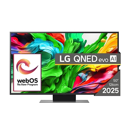 LG 50QNED86A3C, 50" 4K QNED HDR Smart TV, 3840x2160, 60Hz Native (VRR 144Hz), DVB-T2/C/S2, Alpha 7 AI Processor, HDR 10 PRO, webOS 25 ThinQ, 4K Upscaling, WiFi 5, Dolby Vision, Bluetooth 5.1, AirPlay 2, LAN, CI, HDMI, SPDIF, Stand
