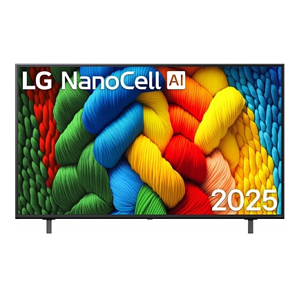 LG 55NANO80A3B, 55" 4K HDR Smart Nano Cell TV, 3840x2160, DVB-T2/C/S2, AI Alpha 7, HDR 10 PRO, webOS 25, ThinQ AI, VRR, ALLM, HGiG, WiFi, Clear Voice, AI Upscaling, Bluetooth, Hdmi e-ARC , CI, LAN, AirPlay2, Chromecast, 2 Pole stand, Black