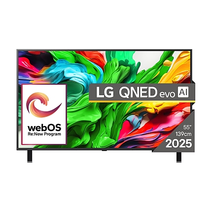 LG 55QNED85A3C, 55" 4K QNED HDR Smart TV, 3840x2160, 120Hz Native (VRR 144Hz), DVB-T2/C/S2, Alpha 8 AI Processor, HDR 10 PRO, webOS 25 ThinQ, 4K Upscaling, WiFi 5, Dolby Vision, FreeSync, Bluetooth 5.1, AirPlay 2, LAN, CI, HDMI, SPDIF, 2 pole Stand