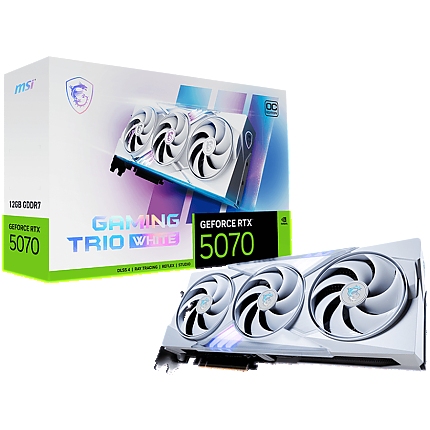 MSI Video Card Nvidia GeForce RTX 5070 12G GAMING TRIO OC White, 12GB GDDR7, 192bit, Effective Memory Clock: 28000MHz, Boost: 2610 MHz, 6144 CUDA Cores, PCIe 5.0, 3x DP 2.1b, HDMI 2.1b, RAY TRACING, Triple Fan, 1x16pin, 650W Recommended PSU, 3Y
