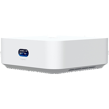 Ubiquiti UniFi Express 7 UX7 Mesh-scalable, super-compact 10G Cloud Gateway with integrated WiFi 7, 10 GbE RJ45 WAN port, 2.5 GbE RJ45 LAN port to extend network, up to 30+ UniFi devices and 300+ clients