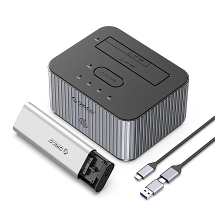Orico докинг станция Storage - HDD/M.2 Dock - 2 BAY Offline Clone 2.5/3.5/M.2 NVMe USB-C/USB-A - IT28E-C-EU-GY