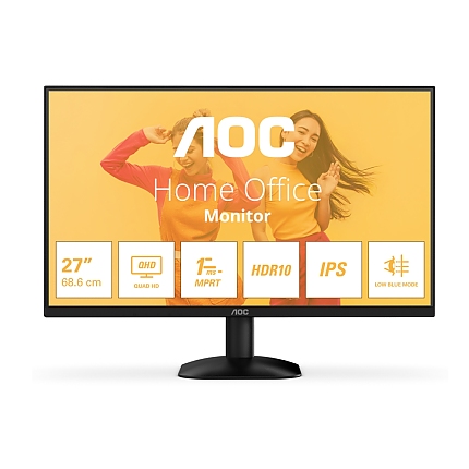 AOC Q27B35E, 27" IPS WLED, 2560x1440@75Hz, 4ms GtG, 1ms MPRT, 300cd m/2, 1500:1, 20M:1 DCR, Adaptive Sync, FlickerFree, Low Blue Light, Tilt, HDMI, DP