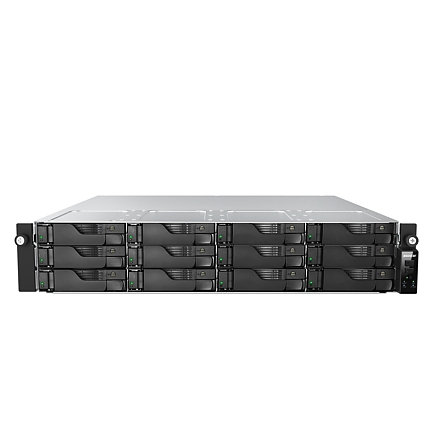 Asustor AS7212RDX, 2U 12-bay NAS, AMD Ryze 7 Pro 7745 Octa-Core 3.8GHz (up to 5.3GHz), 16GB ECC DDR5-4800 UDIMM (Max. 192GB),12 x SATA3 6Gb/s; 3.5"/2.5" HDD/SSD,1x M.2 NVMe slot (PCIe Gen5 x4), 2x GLAN 2x 10GLAN (10G/1G), Redundant 550W, Rail Kit, Black