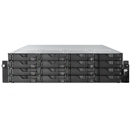 Asustor AS7216RDX, 3U 16-bay NAS, AMD Ryze 7 Pro 7745 Octa-Core 3.8GHz (up to 5.3GHz), 16GB ECC DDR5-4800 UDIMM (Max. 192GB), 12x SATA3 6Gb/s; 3.5"/2.5" HDD/SSD,1x M.2 NVMe slot (PCIe Gen5 x4), 2x GLAN 2x 10GLAN (10G/1G), Redundant 550W, Rail Kit, Black