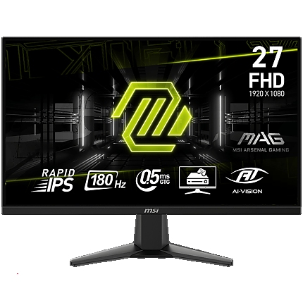 MSI MAG 275F Gaming Monitor, 27" 180Hz, FHD (1920x1080) 16:9, Rapid IPS, 0.5ms, 250nits, 1000:1, 178/178, AMD FreeSync, 1x DP, 2x HDMI, 3Y Warranty