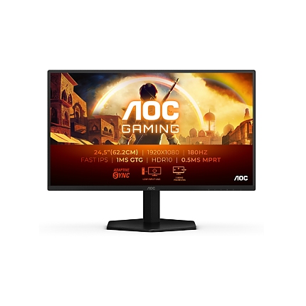 AOC 25G42E, 24.5" Fast IPS WLED, 1920x1080@180Hz, 1ms GtG, 0.5ms MPRT, 300cd m/2, 1000:1, 80M:1, Adaptive Sync, FlickerFree, Low Blue Light, Tilt, HDMI, DP