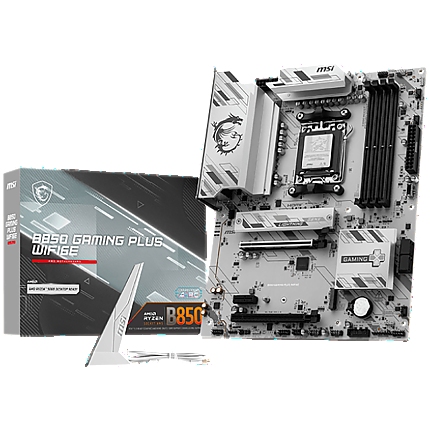 MSI B850 GAMING PLUS WIFI6E, ATX, Socket AM5, 4x DDR5 Dual Channel up to 8200(OC)MHz, 2x PCIe x16 slot, 2x M.2 slot, 4x USB 5Gbps, 3x USB 10Gbps, 1x USB 10Gbps Type-C, HDMI, DP, 7.1 HD Audio, 2.5G LAN, WiFI 6E, BT, 3Y