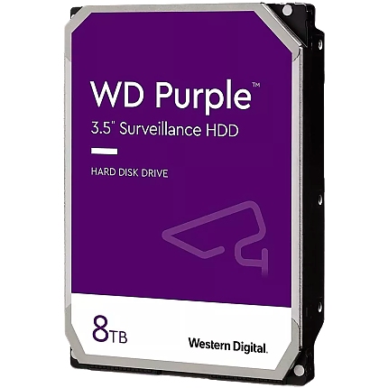 HDD Video Surveillance WD Purple 8TB CMR, 3.5'', 256MB, 5640 RPM, SATA, TBW: 180