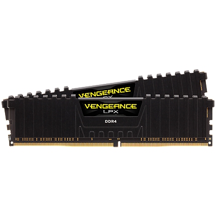 CORSAIR DDR4, 3200MHz 16GB 2x8GB DIMM, 16-18-18-36, SPD base 2666, XMP 2.0, Vengeance LPX Black Heatspreader, Black PCB, 1.35V, for Ryzen/AM4