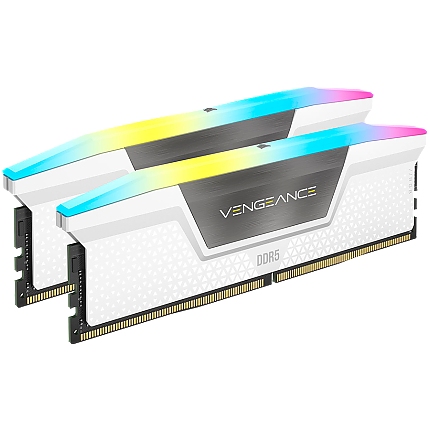 CORSAIR DDR5, 5600MT/s 32GB 2x16GB DIMM, 40-40-40-77, XMP 3.0, VENGEANCE RGB DDR5 Heatspreader, RGB LED, 1.25V, White