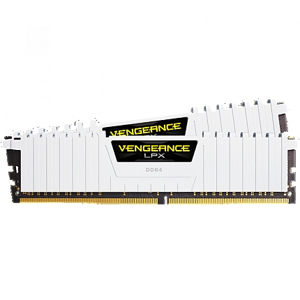 CORSAIR DDR4, 3200MHz 32GB 2x16GB Dimm, Dual Rank, 16-20-20-38, XMP 2.0, Vengeance LPX White Heatspreader, Black PCB, 1.35V