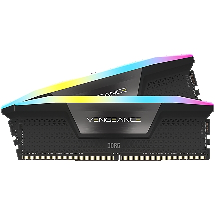 CORSAIR DDR5, 6000MT/s 32GB 2x16GB DIMM, 36-44-44-96, Std PMIC, XMP 3.0, VENGEANCE RGB DDR5, Black PCB, 1.4V