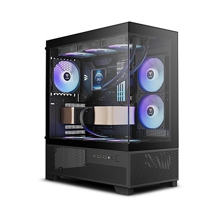 Gamdias кутия Case mATX - AURA GC12 ARGB BK - 6 x 120 mm A-RGB, USB-C, Tempered Glass