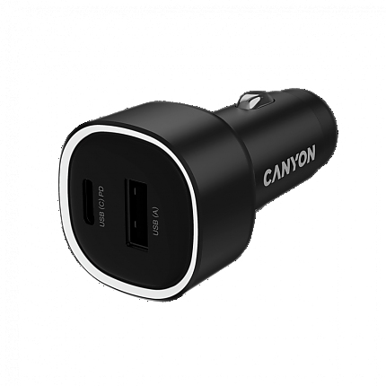 CANYON car charger OnDrive 48 PD 48W USB-A+USB-C Black