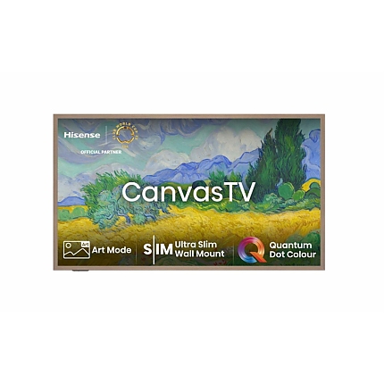 Hisense CanvasTV, 55",QLED 4K Ultra HD 3840x2160, 144hz, 4000:1, 400 nits, 16:9,VIDAA Smart OS,DTS Virtual X,HDR,HDR 10+,Dolby vision IQ, 4 xHDMI,DVB-T2/T/C/S2/S, Black