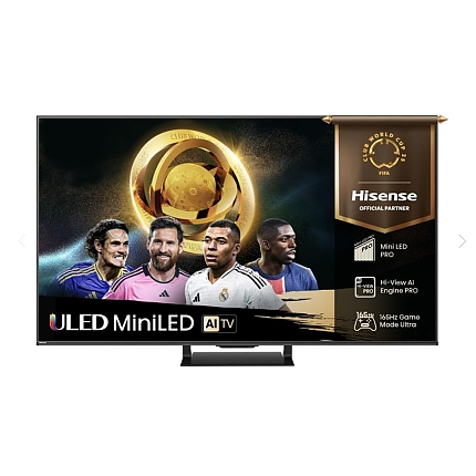 Hisense 65"U7Q Pro, 4K Ultra HD 3840x2160, ULED, FALD, Quantum Dot, 165Hz, IPS, HDR 10+, HLG, Dolby Vision IQ, Dolby Atmos, Smart TV, WiFi 5GHz, WiFi Direct, BT, Anyview Cast,light sensor,Solar Powered Remote, 4xHDMI, 2xUSB, LAN, CI+, DVB-T2/C/S2, Black