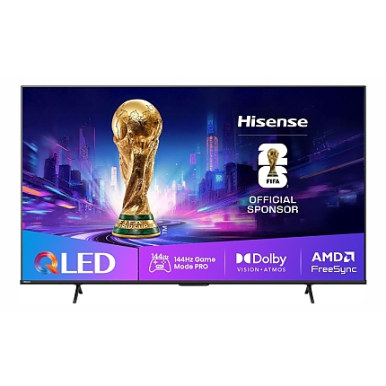 Hisense 65" E7Q Pro, 4K Ultra HD 3840x2160, QLED, Quantum Dot, 144Hz, HDR 10+ adaptive, HLG, Dolby Vision, DTS Virtual X, Smart TV, WiFi 5GHz, WiFi Direct, BT, Anyview Cast, 4xHDMI, 2xUSB, LAN, CI+, DVB-T2/C/S2, Black