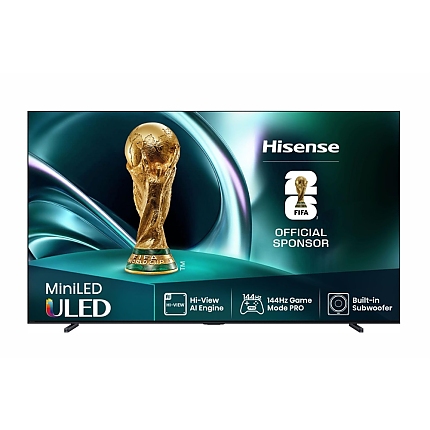 Hisense 85"U7Q, 4K Ultra HD 3840x2160, ULED, FALD, Quantum Dot, 144Hz, IPS, HDR 10+, HLG, Dolby Vision IQ, Dolby Atmos, Smart TV, WiFi 5GHz, WiFi Direct, BT, Anyview Cast,light sensor, 4xHDMI, 2xUSB, LAN, CI+, DVB-T2/C/S2, Black