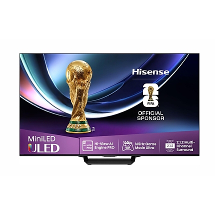 Hisense 85"U7Q Pro, 4K Ultra HD 3840x2160, ULED, FALD, Quantum Dot, 165Hz, IPS, HDR 10+, HLG, Dolby Vision IQ, Dolby Atmos, Smart TV, WiFi 5GHz, WiFi Direct, BT, Anyview Cast,light sensor,Solar Powered Remote, 4xHDMI, 2xUSB, LAN, CI+, DVB-T2/C/S2, Black
