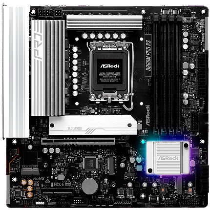 ASROCK MB Desktop B860M Pro Rs, S.1851, 4x DDR5, 1x PCIe 5.0 x16, 1x PCIe 4.0 x4, 1x Blazing M.2, 2x Hyper M.2, 4x SATA3, 2x USB-C, 7x USB 3.2, 6x USB 2.0, 1x RJ-45 2.5GB Lan, 1x HDMI, 1x DP 1.4, mATX
