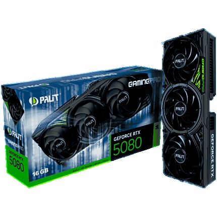 PALIT GeForce RTX 5080 GamingPro 16GB GDDR7, 256 bit, 1x HDMI 2.1b, 3x DP 2.1b, 3 Fan, 1x 16-pin pwr connector, 850W, 331.9 x 127.1 x 60 mm, NE75080019T2-GB2031A