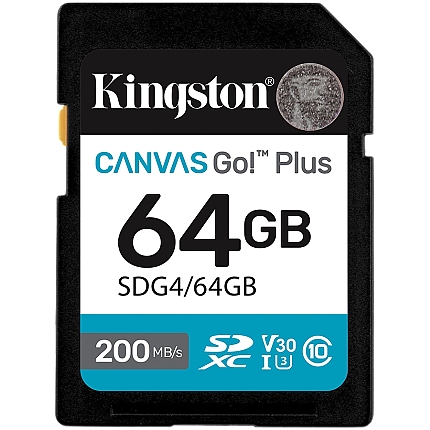 KINGSTON 64GB SDXC Canvas Go Plus Gen4 200MB/s C10 UHS-I U3 V30