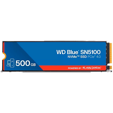 SSD POWERED BY SANDISK WD Blue SN5100 500GB M.2 2280 PCIe Gen4 x4 NVMe QLC 3D, Read/Write: 6600/5600 MBps, IOPS 660K/1100K, TBW: 300