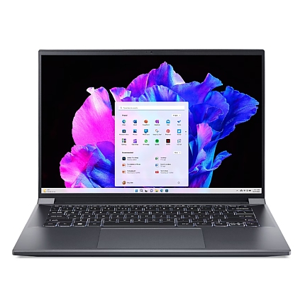 Acer Swift X 14, SFX14-71G-75L8, Intel Core i7-13700H(3.70GHz up to 5.00GHz, 24MB),14.5" 2.8K OLED (2880x1800) 120Hz, 16GB DDR5, 1024 GB NVMe SSD,RTX 4050 6GB GDDR6,  FHD Cam,WiFi 6E, BT 5.1, Micro SD card,Backlit Kbd, Win 11 Home , Steel Gray