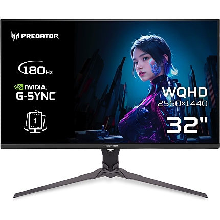 Acer Predator XB323QUPbmiiprx, 31.5'' QHD (2560x1440) IPS, ZeroFrame, 180Hz, 0.5ms (GTG Min.), HDR10, FreeSync, 250nits, 2xHDMI, Speakers, DP, Audio Out, VisionCare, Energy Class E, Black, 2Y
