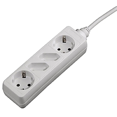 4-Way Power Strip HAMA 121921, 2 x Shuko + 2 x Euro, 1.4 m, White