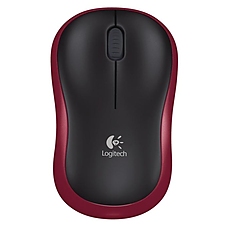 Wireless optical mouse LOGITECH M185, Red, USB