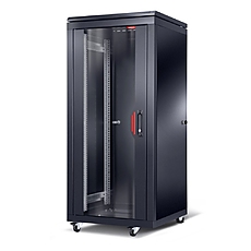 Formrack 19" Free standing rack 26U 600/600mm, height: 1384 mm, loading capacity: 600 kg, front tempered glass door, openable locking sides and back (does not include castor/feet group)