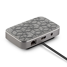Moshi Symbus Q, Qi Wireless Charging pad, Compact USB-C dock, Thunderbolt 3 compatible, HDMI out, 2x USB 3.1 Gen 1, Gigabit Ethernet, Nordic Gray