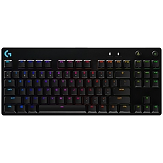 Logitech G Pro TKL Keyboard, GX Clicky, Lightsync RGB, Detachable Cable, 3-Step Angle Adjustment, 12 Programmable F Keys, Black
